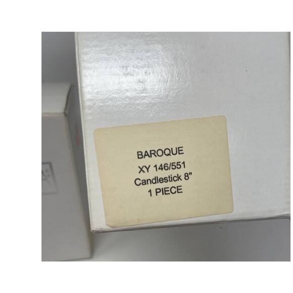 NIB Vintage Pair MIKASA Crystal BOROQUE Candlestick Candle Holders NEW OLD Stock - Picture 11 of 11